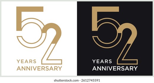anniversary 52th logotype vector with brown and white color for special celebration day