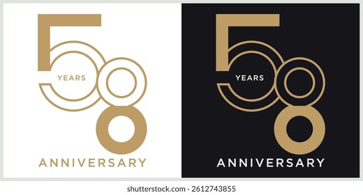 anniversary 58th logotype vector with brown and white color for special celebration day