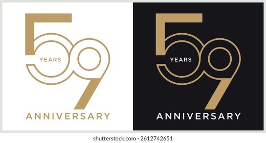 anniversary 59th logotype vector with brown and white color for special celebration day