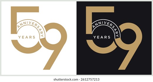 anniversary 59th logotype vector with brown and white color for special celebration day