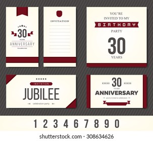 Anniversary 5th, 10th, 20th, 30th, 40th, 50th, 60th invitation card.