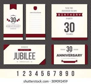 Anniversary 5th, 10th, 20th, 30th, 40th, 50th, 60th Invitation Card.