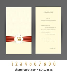 Anniversary 5th, 10th, 20th, 30th, 40th, 50th, 60th invitation card.