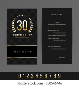 Anniversary 5th, 10th, 20th, 30th, 40th, 50th, 60th invitation card.