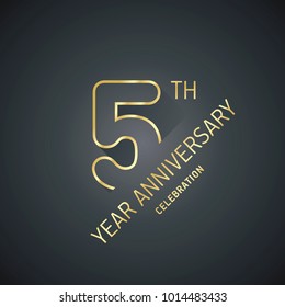 Anniversary 5th year celebration logo gold black greeting card