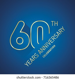 Anniversary 60th years celebration logo gold blue greeting card