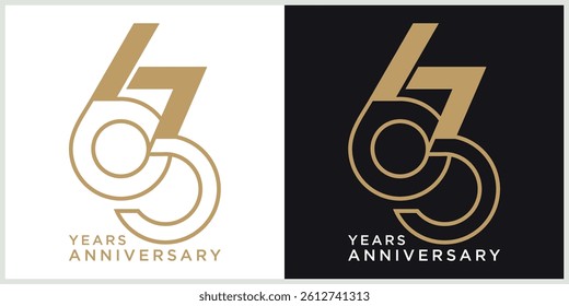 anniversary 63th logotype vector with brown and white color for special celebration day