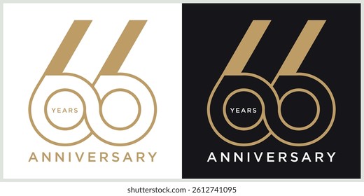 anniversary 66th logotype vector with brown and white color for special celebration day