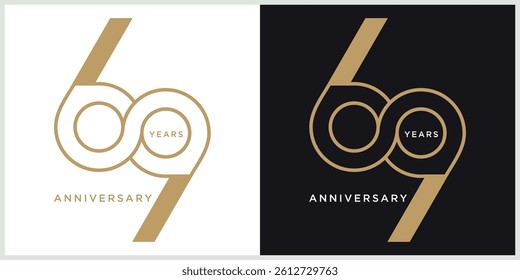 anniversary 69th logotype vector with brown and white color for special celebration day