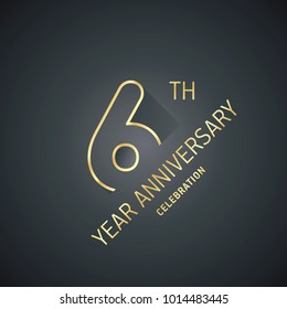 Anniversary 6th year celebration logo gold black greeting card