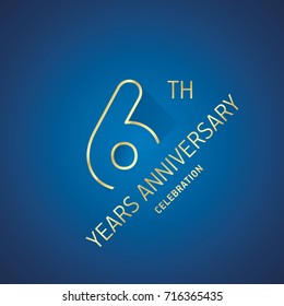 Anniversary 6th Years Celebration Logo Gold Blue Greeting Card