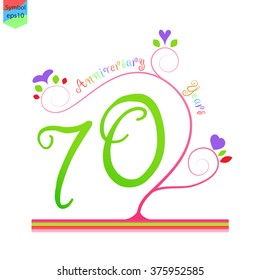 Anniversary: Anniversary 70 years logo with flower style pastel color.