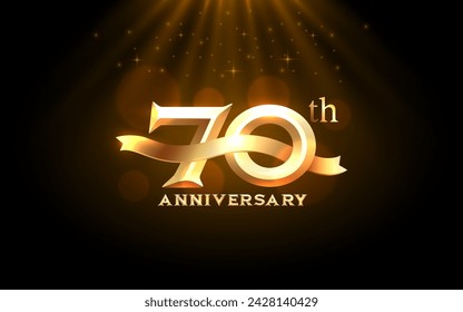 Anniversary 70th year, golden celebration, birthday event. Vector illustration