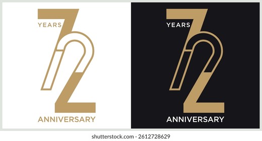 anniversary 72th logotype vector with brown and white color for special celebration day