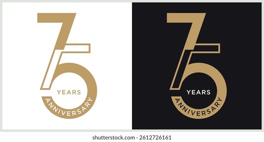 anniversary 75th logotype vector with brown and white color for special celebration day