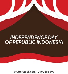 Anniversary 79th of Republic of Indonesia Independence day background with red white ribbon design
