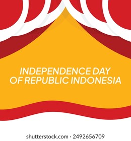 Anniversary 79th of Republic of Indonesia Independence day background with red white ribbon design