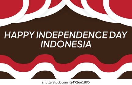 Anniversary 79th of Republic of Indonesia Independence day background with red white ribbon design