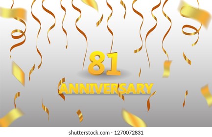 Anniversary 81 gold 3d numbers - Template illustration fot celebrating . logotype for booklet, cover, flyer poster

