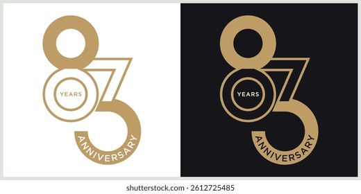 anniversary 83th logotype vector with brown and white color for special celebration day