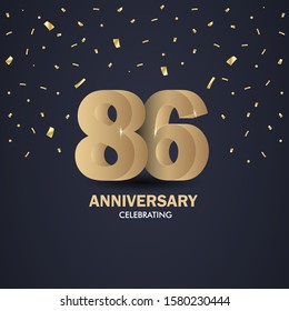 Anniversary 86. gold 3d numbers. Poster template for Celebrating anniversary event party. Vector illustration - Vector