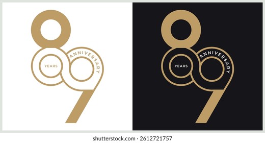anniversary 89th logotype vector with brown and white color for special celebration day