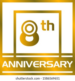 Anniversary 8th Gold Color Simple Vector Design