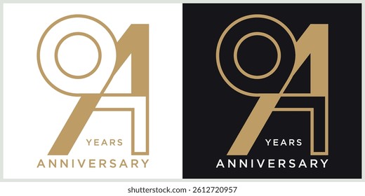 anniversary 94th logotype vector with brown and white color for special celebration day
