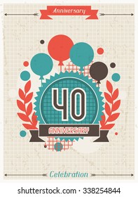 Anniversary abstract background with ribbon and decorative elements.