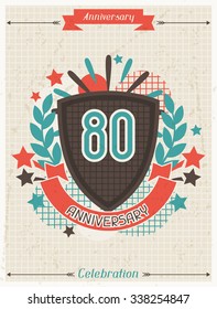 Anniversary abstract background with ribbon and decorative elements.