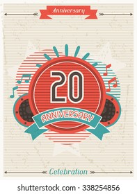 Anniversary abstract background with ribbon and decorative elements.