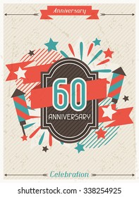 Anniversary abstract background with ribbon and decorative elements.