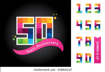 anniversary - abstract colorful icons and elements set