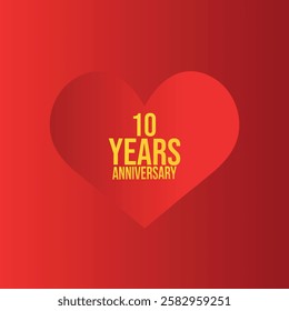 Anniversary Award - Ten Years  Collection with red background and golden color editabile set 