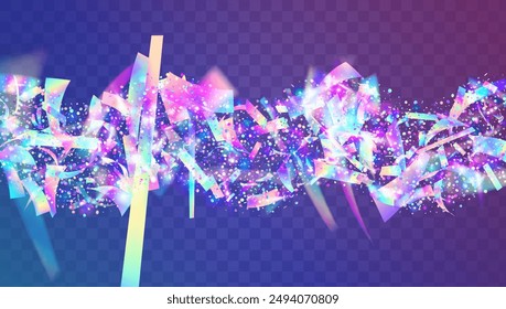 Antecedentes de aniversario. Diseño en caída. Cinta festiva. Efecto Arte Azul. Serpentina iridiscente brillante. Confeti Disco. Degradado láser. Bandera Arcoiris. Fondo de aniversario rosa