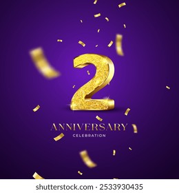 Anniversary background, set. 1, 2, 3, 4, 5, 6, 7, 8, 9,10 years. Birthday celebration, jubilee, wedding, invitation card design element with golden number. Vector illustration.
