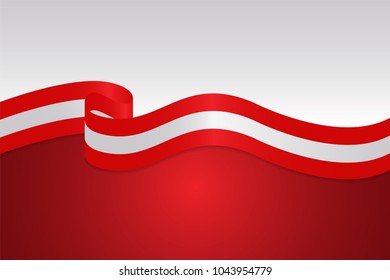 anniversary background wavy flag of the austria with ribbon style