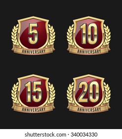 Anniversary Badge Gold and Red  5th, 10th, 15th, 20th Years