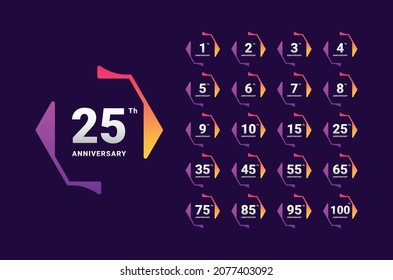 Anniversary Badge Gradient Set Number Background For Celebration