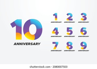 Gradiente de distintivo de aniversario Establecer el fondo del número para la celebración