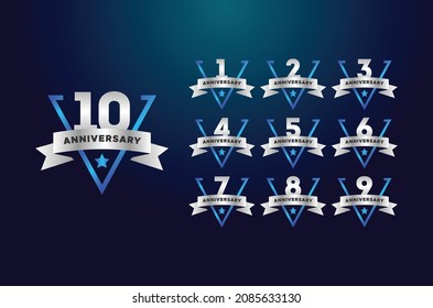 Anniversary Badge Gradient Set Number Background For Celebration
