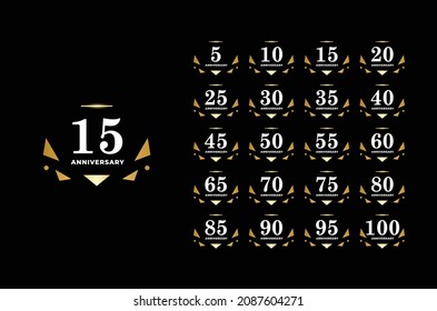 Anniversary Badge Gradient Set Number Background For Celebration