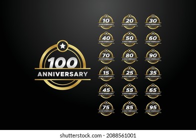 Anniversary Badge Gradient Set Number Background For Celebration