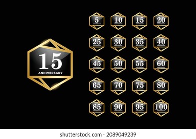 Gradiente de distintivo de aniversario Establecer el fondo del número para la celebración
