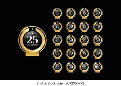 Anniversary Badge Gradient Set Number Background For Celebration