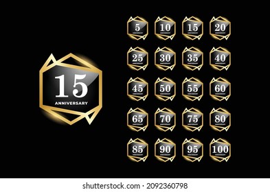 Anniversary Badge Gradient Set Number Background For Celebration