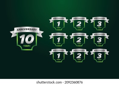 Anniversary Badge Gradient Set Number Background For Celebration