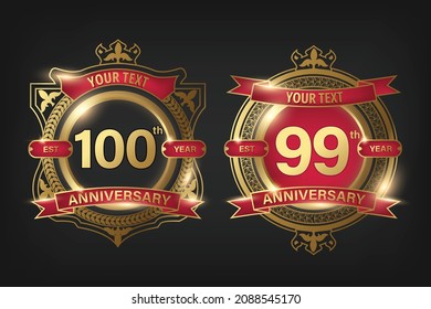 Anniversary badge template with 99th and 100th
