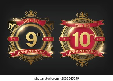 Anniversary badge template with 9th and 10th
