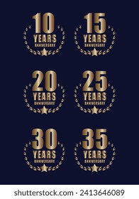 ANNIVERSARY BADGE VECTOR 10,15,20,25,30 AND 35 YEARS BRONZE.